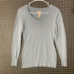 Duluth Trading‎ co Blue Scoop Neck Knit Pattern Pullover Casual Sweater Women XS